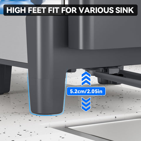 Urackify dish rack elevated feet fit most sinks for stable drying