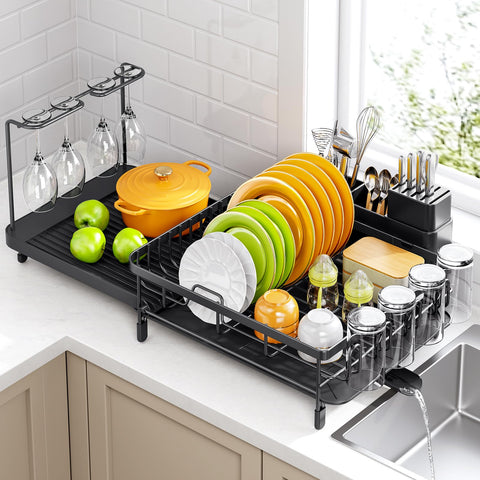 Urackify dish drying rack extended to fit more plates and cookware