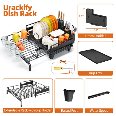 Urackify large capacity holds plates, bowls, cups