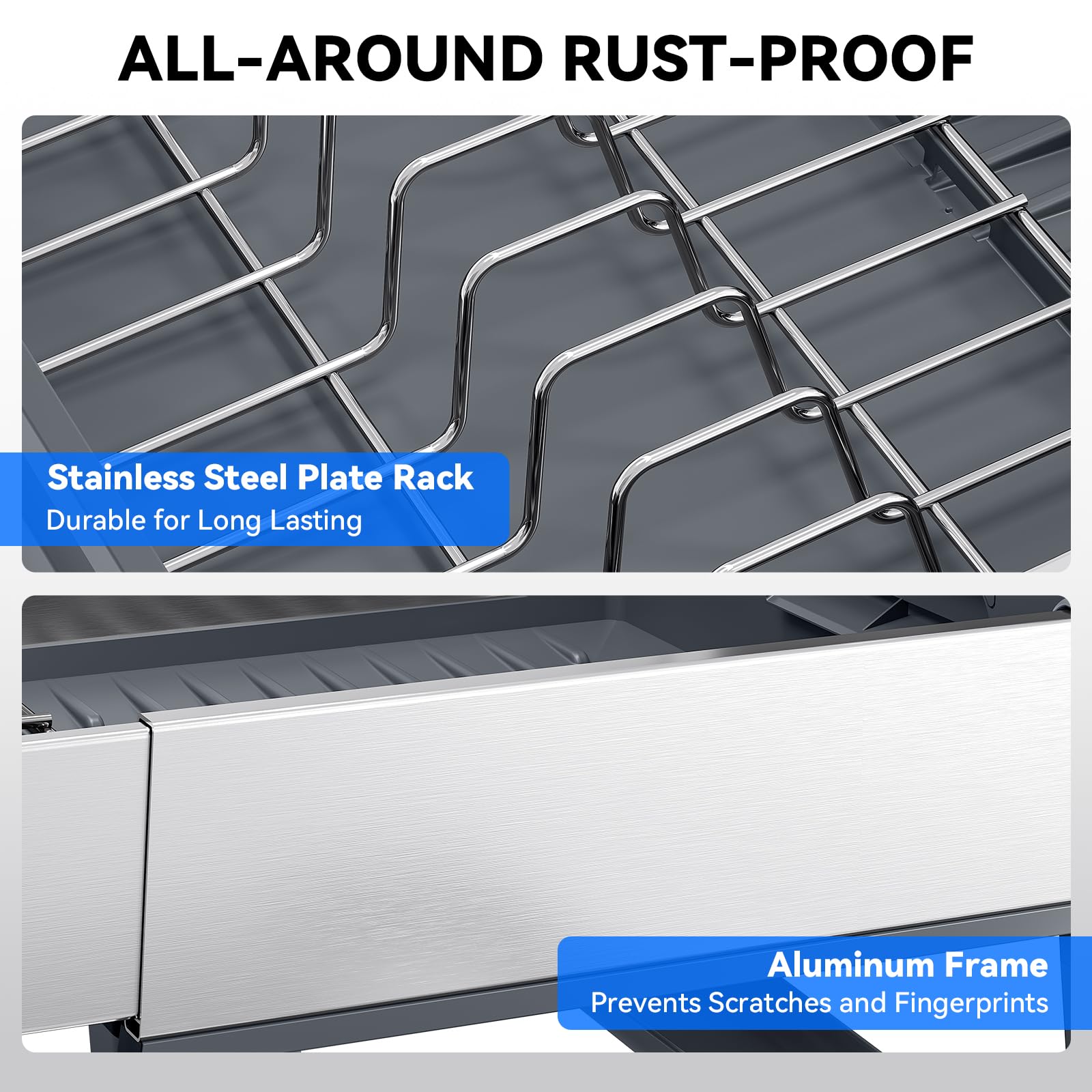 Urackify dish rack long spout directs drainage away from counters