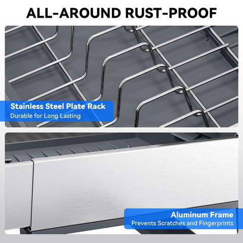 Urackify dish rack long spout directs drainage away from counters
