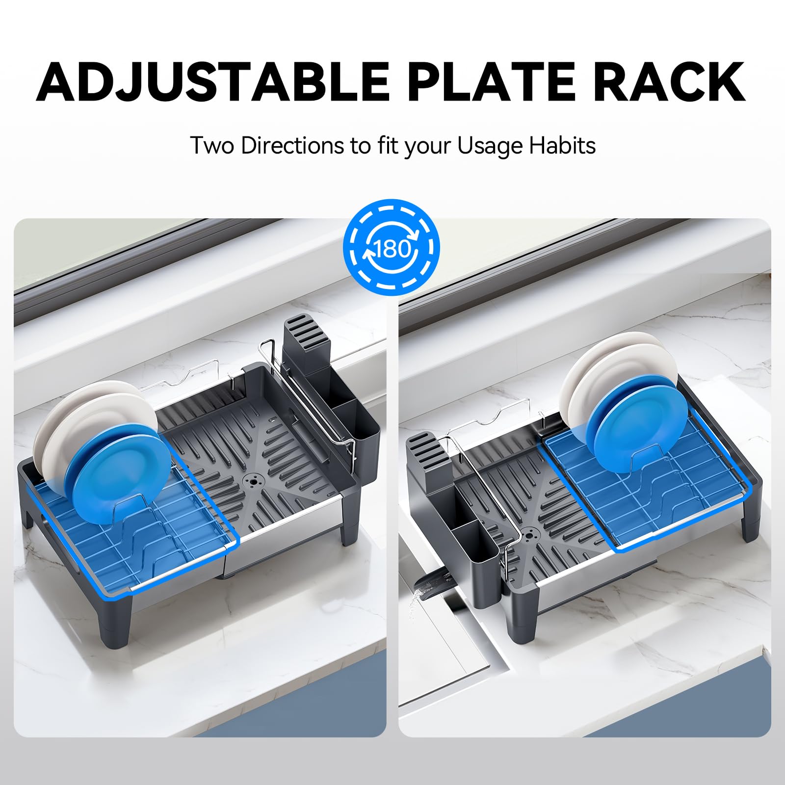 Urackify dish rack side profile emphasizes slim space-saving design