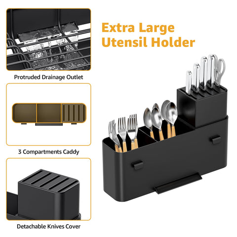 Urackify utensil holder keeps forks and knives organized with drainage