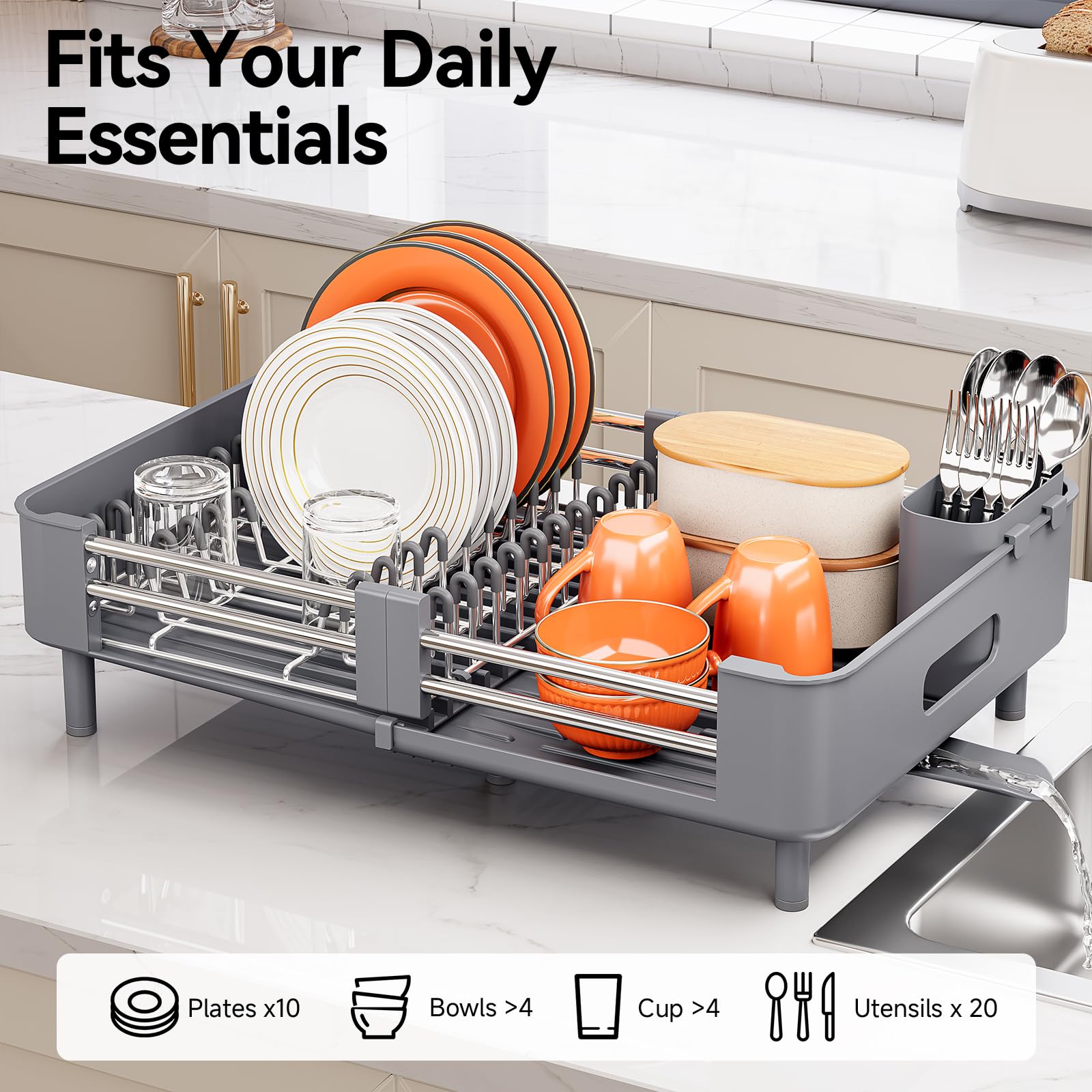 Urackify foldable drainboard neatly tucks away when not in use for a tidy kitchen