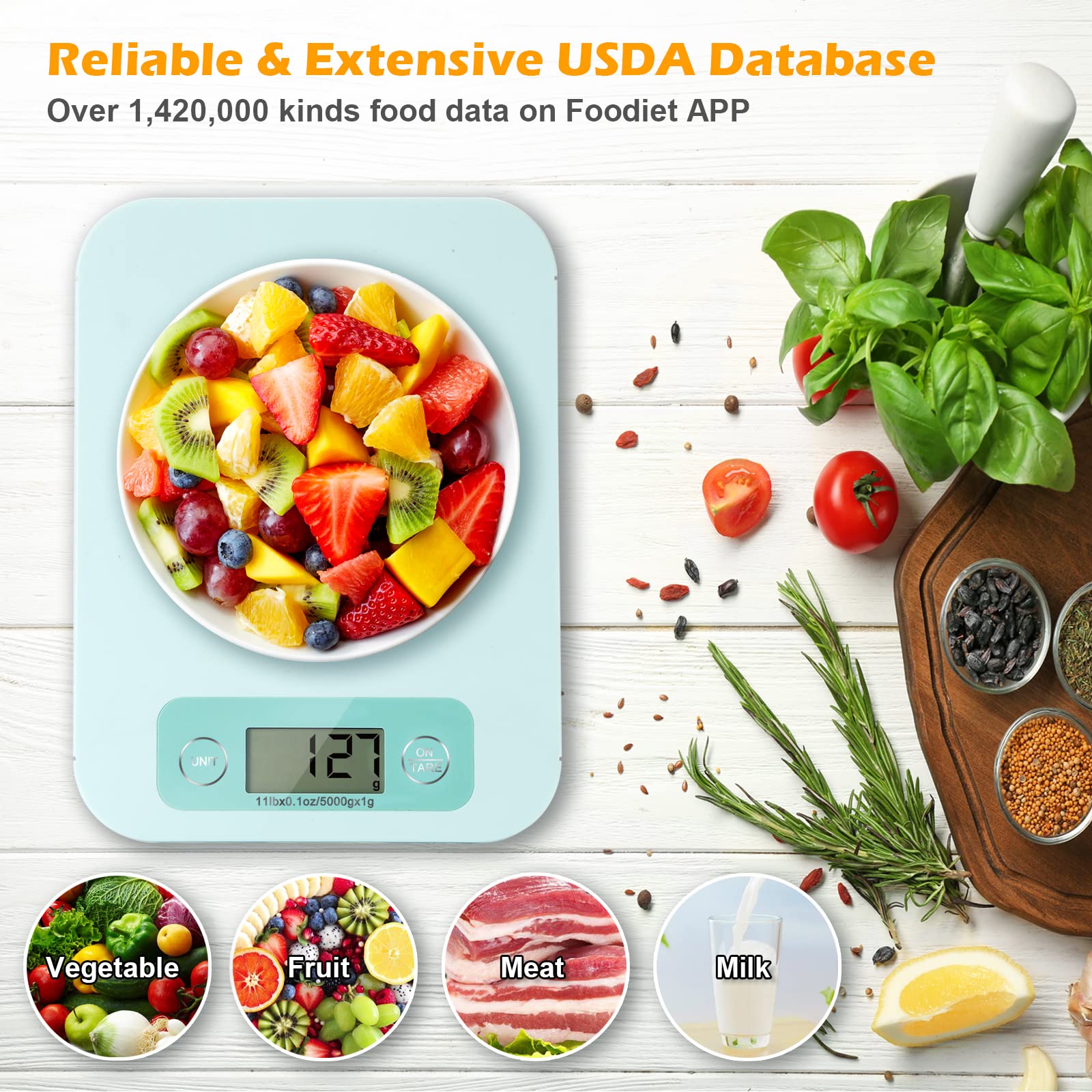 URAMAZ tare function enables net weight without container.