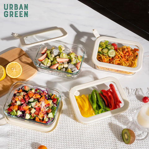 Urban Green 4-pack set helps organize leftovers and meal prep.