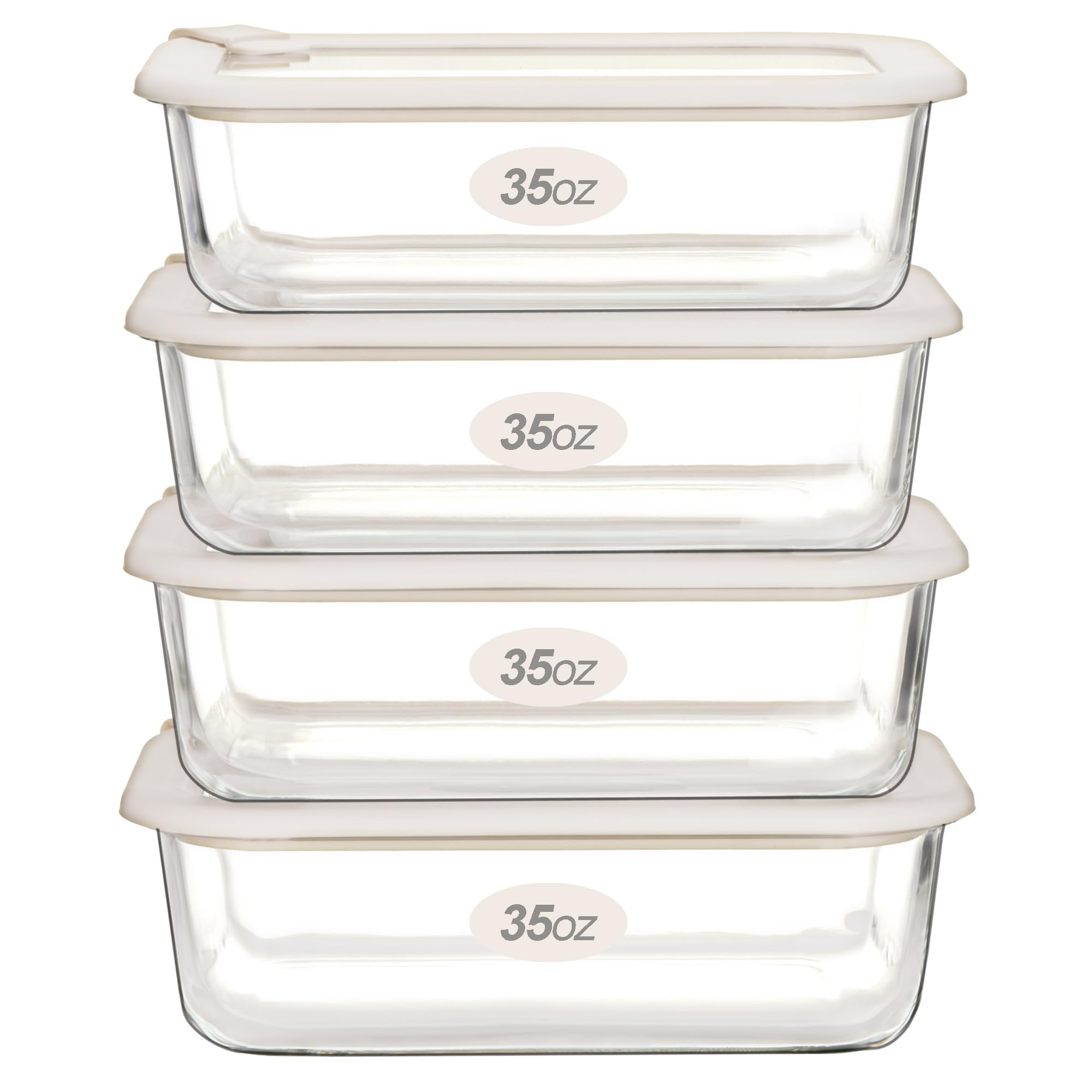 Urban Green glass container rectangular 35oz with clear walls for meal prep.
