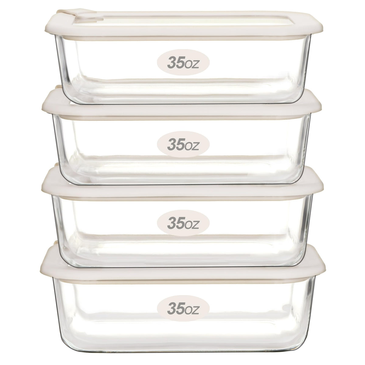 Urban Green glass container rectangular 35oz with clear walls for meal prep.