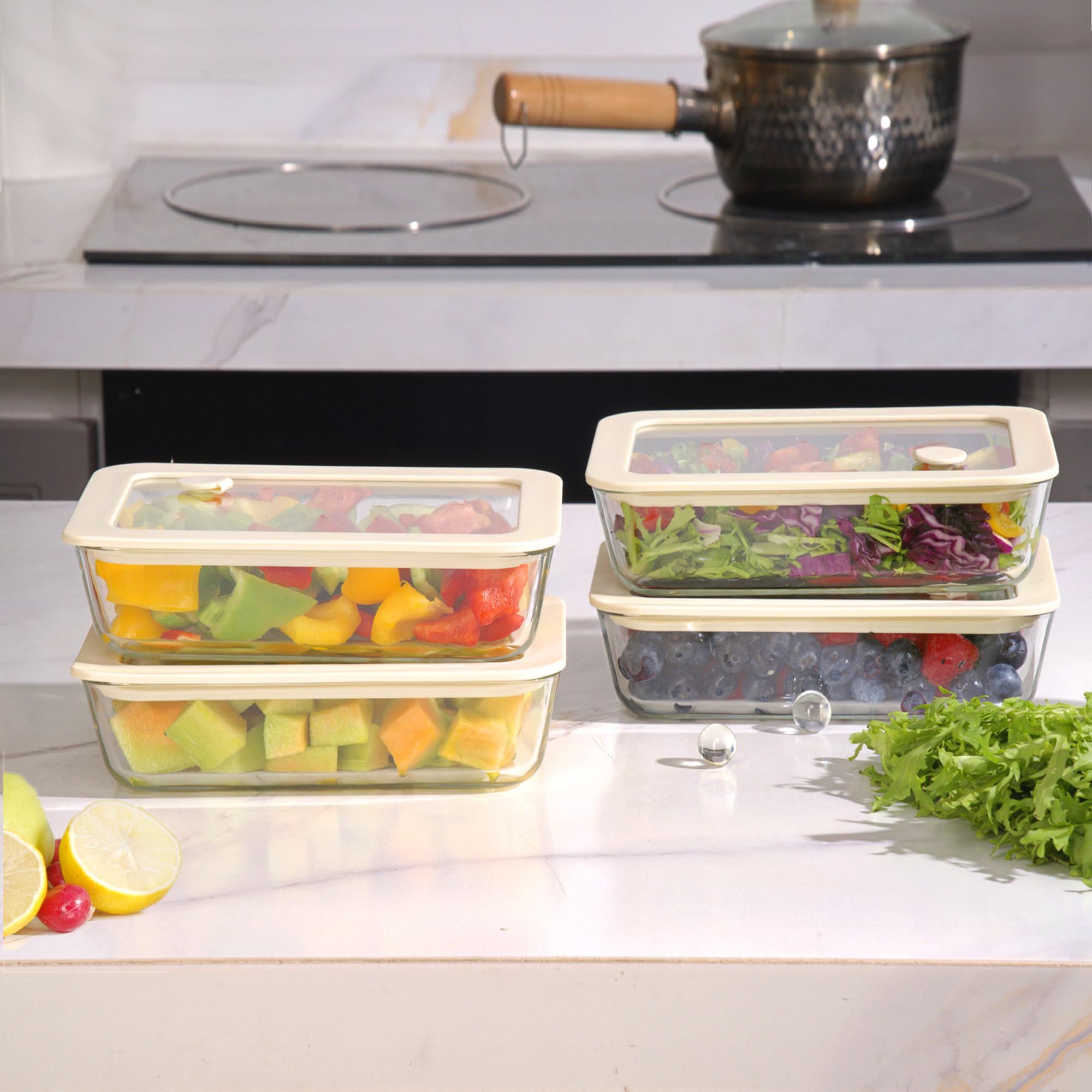 Urban Green rectangle glass container 87oz with tight seal for bulk leftovers