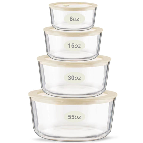Urban Green round glass container with silicone frame lid for fresh meal prep.