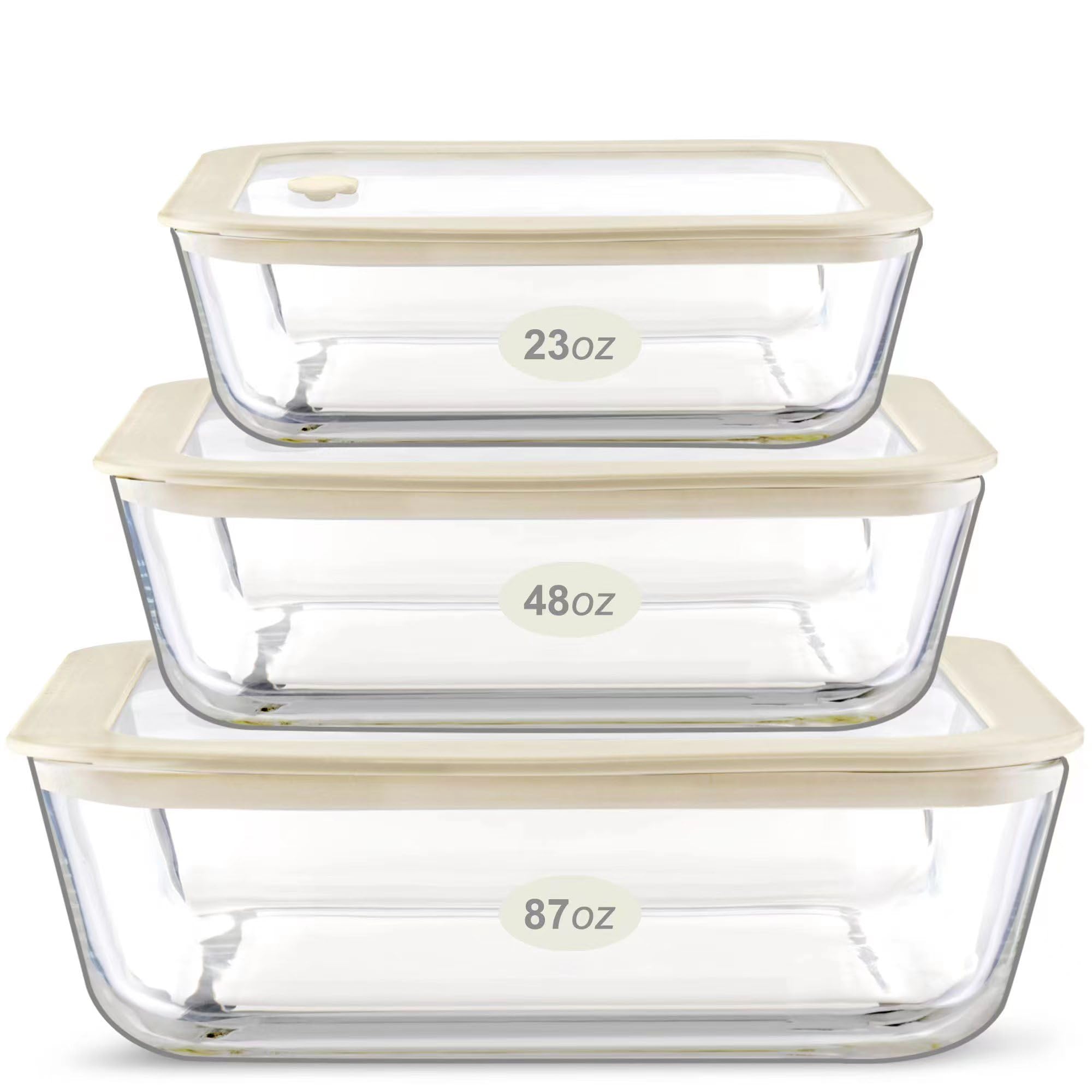 Urban Green square 65oz container in borosilicate glass keeps foods fresh and visible.