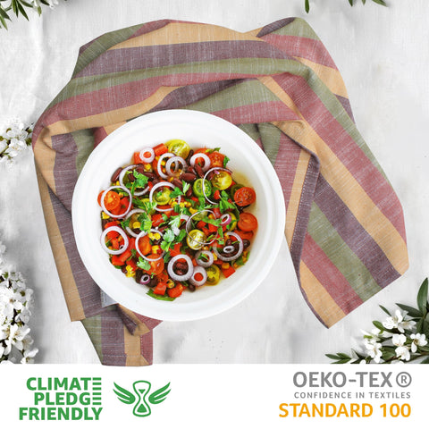 Urban Villa 100% cotton kitchen towels demonstrate high absorbency for spills.