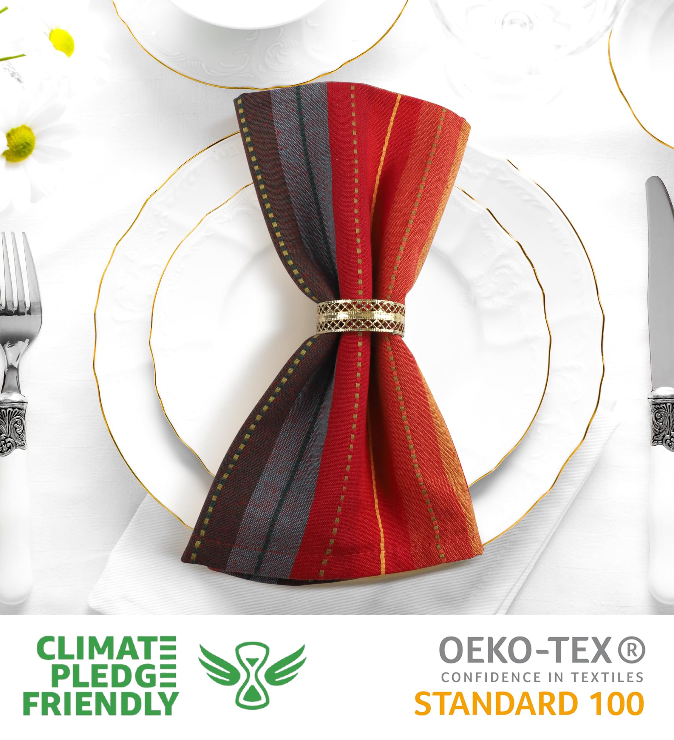 Urban Villa 100% cotton napkins close-up, rich texture and color.