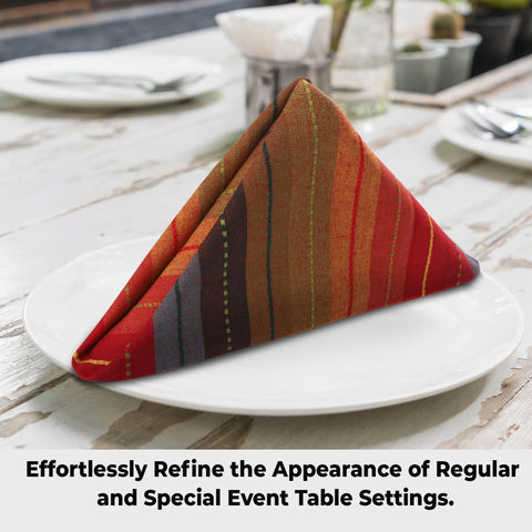 Machine washable napkins that resist shrinking after washing.