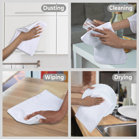 Urban Villa Kitchen Towels hanging loop demonstrated for easy air drying.