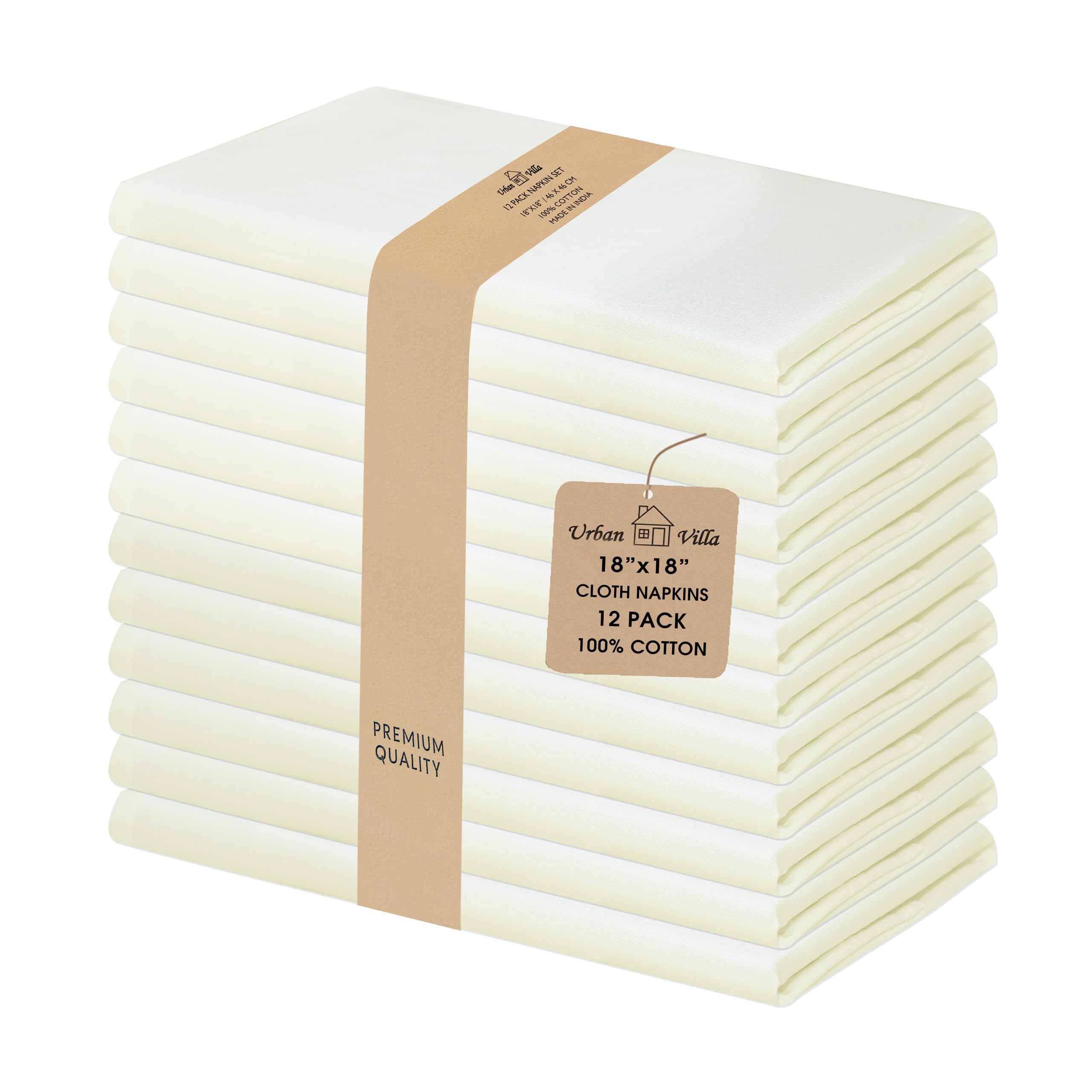 Urban Villa Ivory napkins folded neatly for an elegant table setting