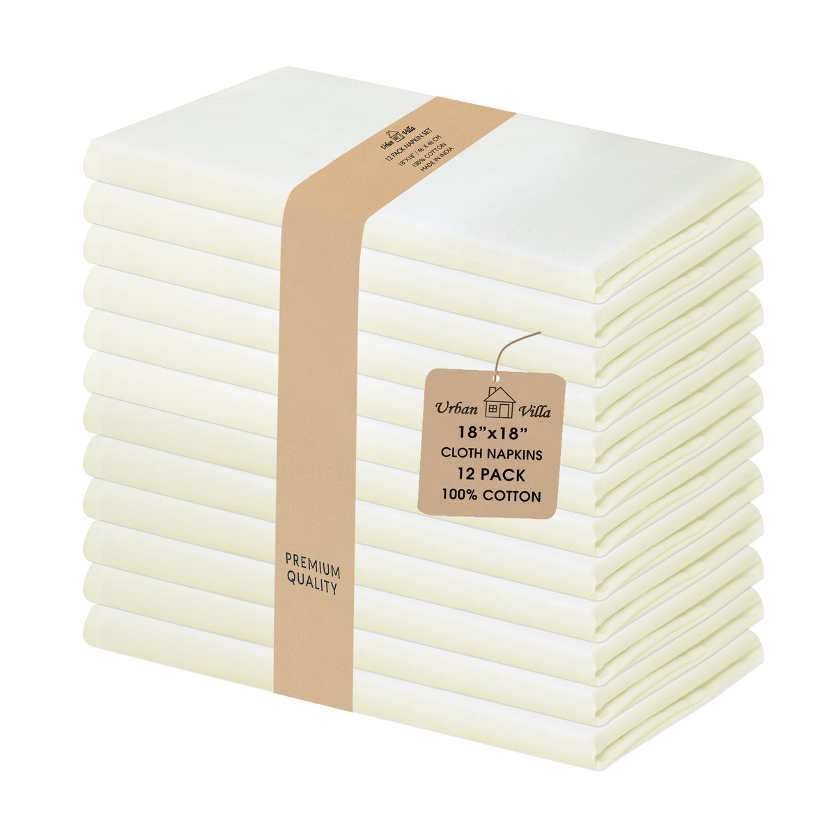 Urban Villa Ivory napkins folded neatly for an elegant table setting