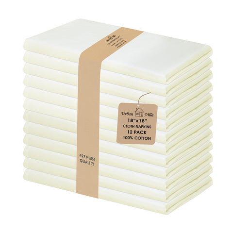 Urban Villa Ivory napkins folded neatly for an elegant table setting