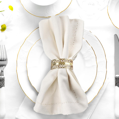 Urban Villa ivory hemstitch napkins close-up showing soft cotton texture
