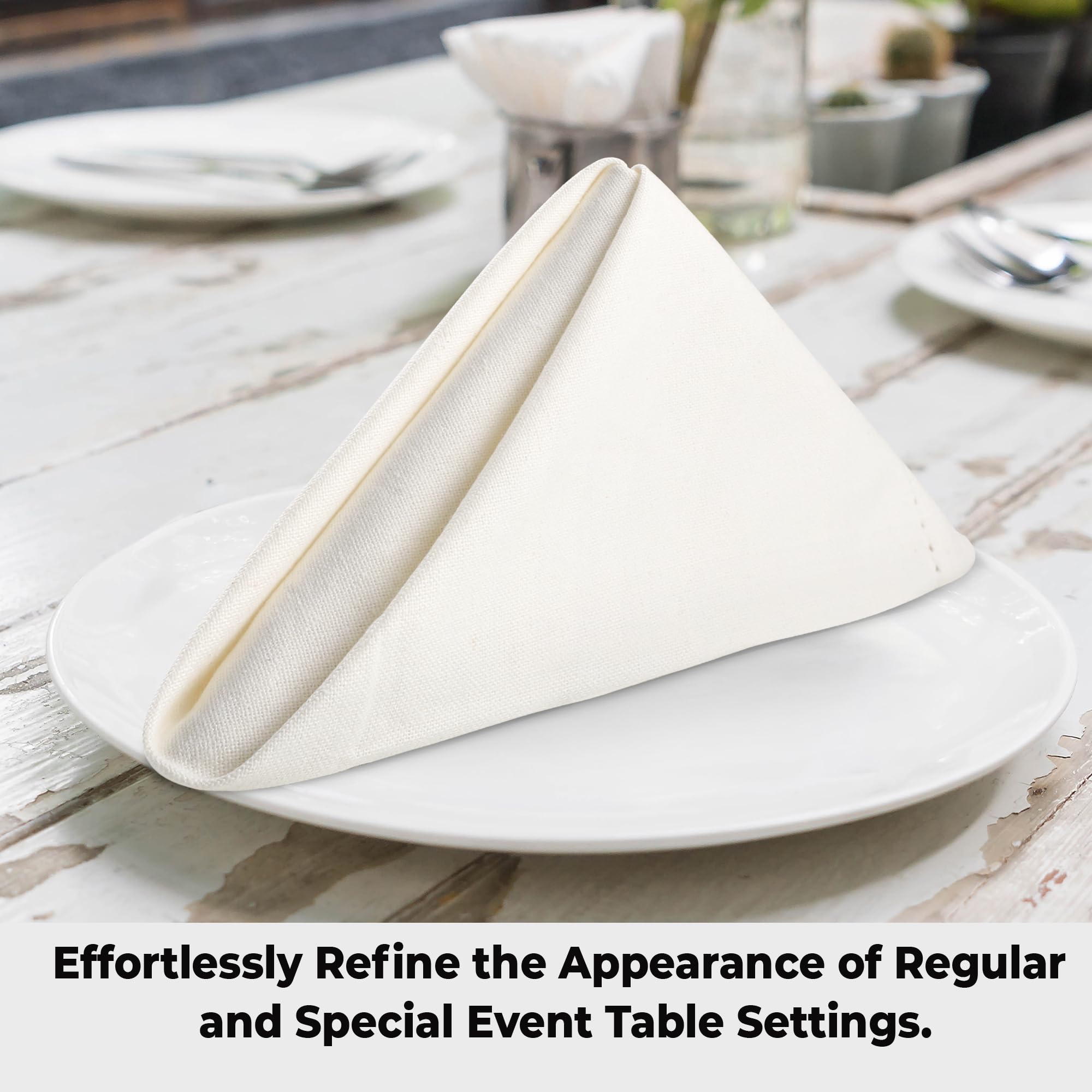 Urban Villa ivory hemstitch napkins being machine washed for easy care