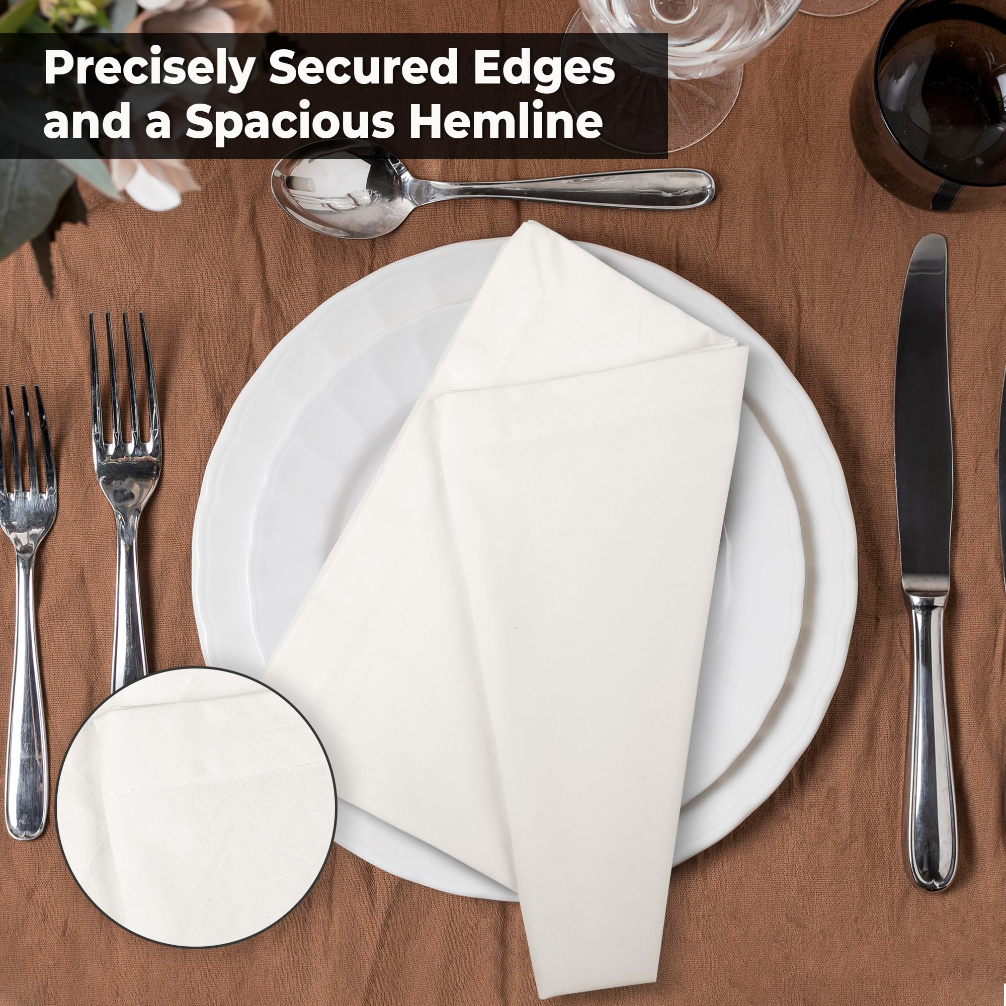 Urban Villa Ivory napkins stacked ready for quick setup