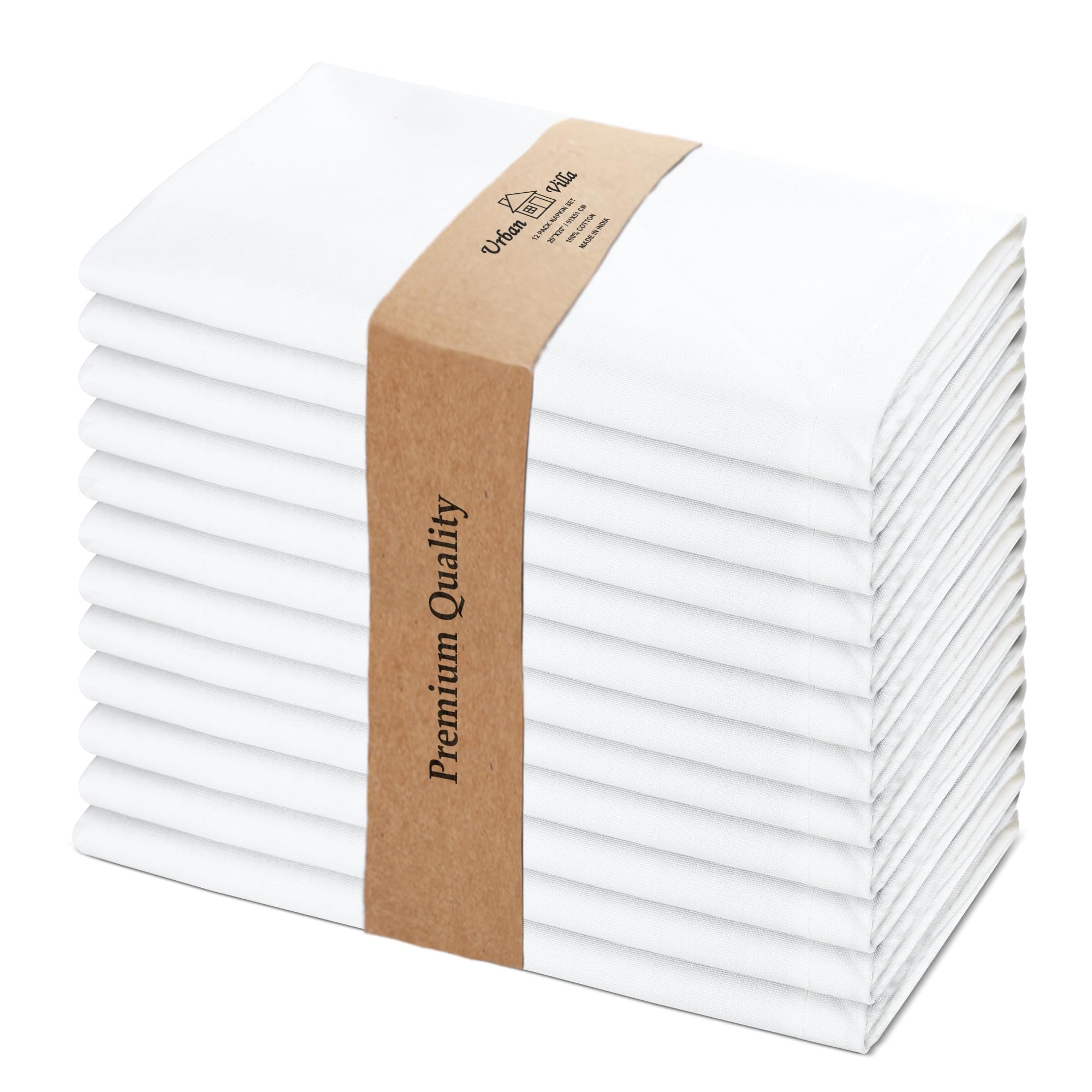 Urban Villa white 20x20 napkins set of 12 for everyday dining.