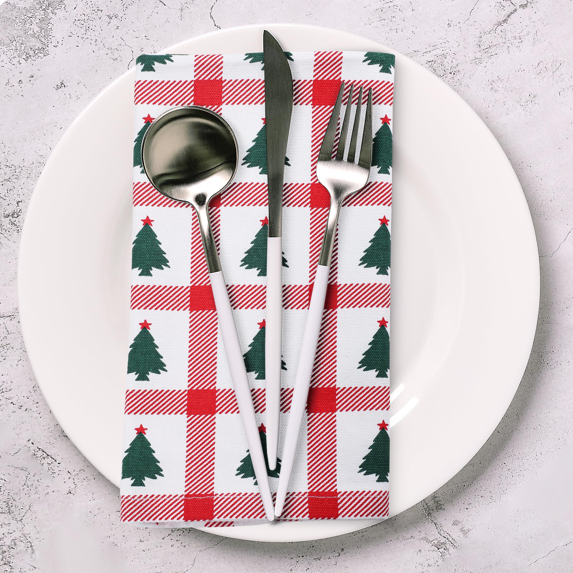 Urban Villa tree-print napkins resist color fade after washing.