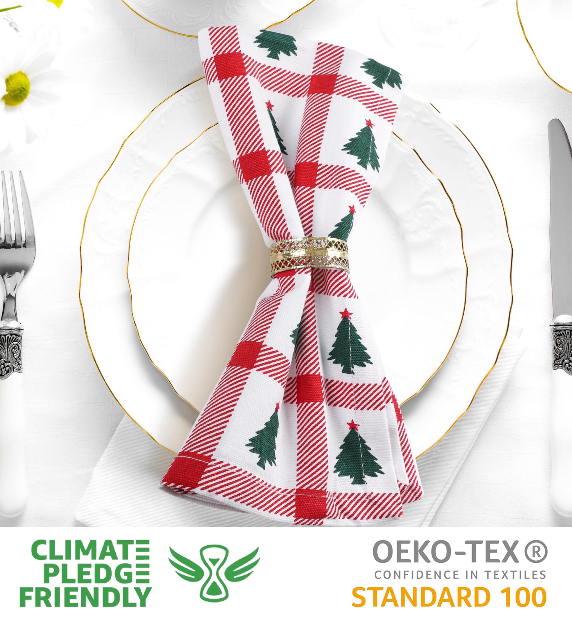 Urban Villa washable cotton napkins with tree-print design are built for repeat use.