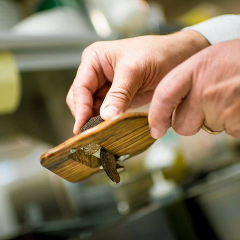 Urbani Truffles Italian-made wooden handle with comfortable grip.