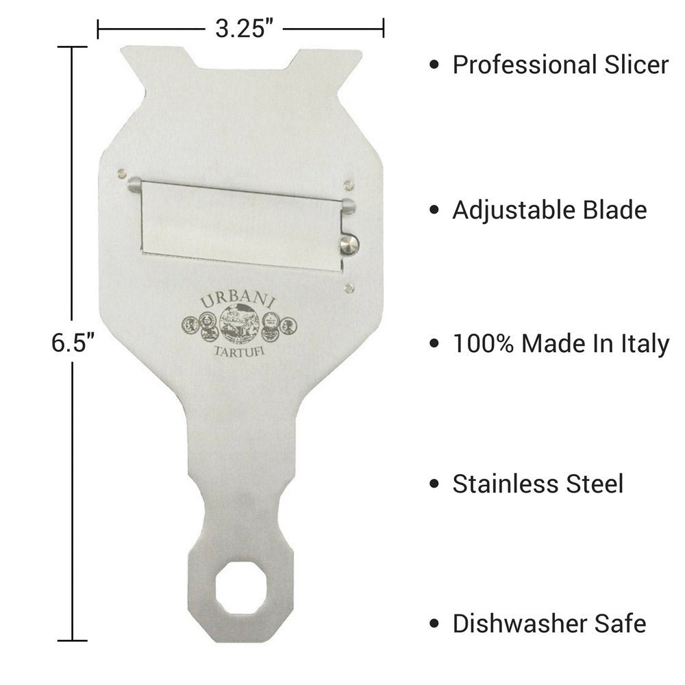 Urbani Truffles slicer enhances presentation with delicate curls