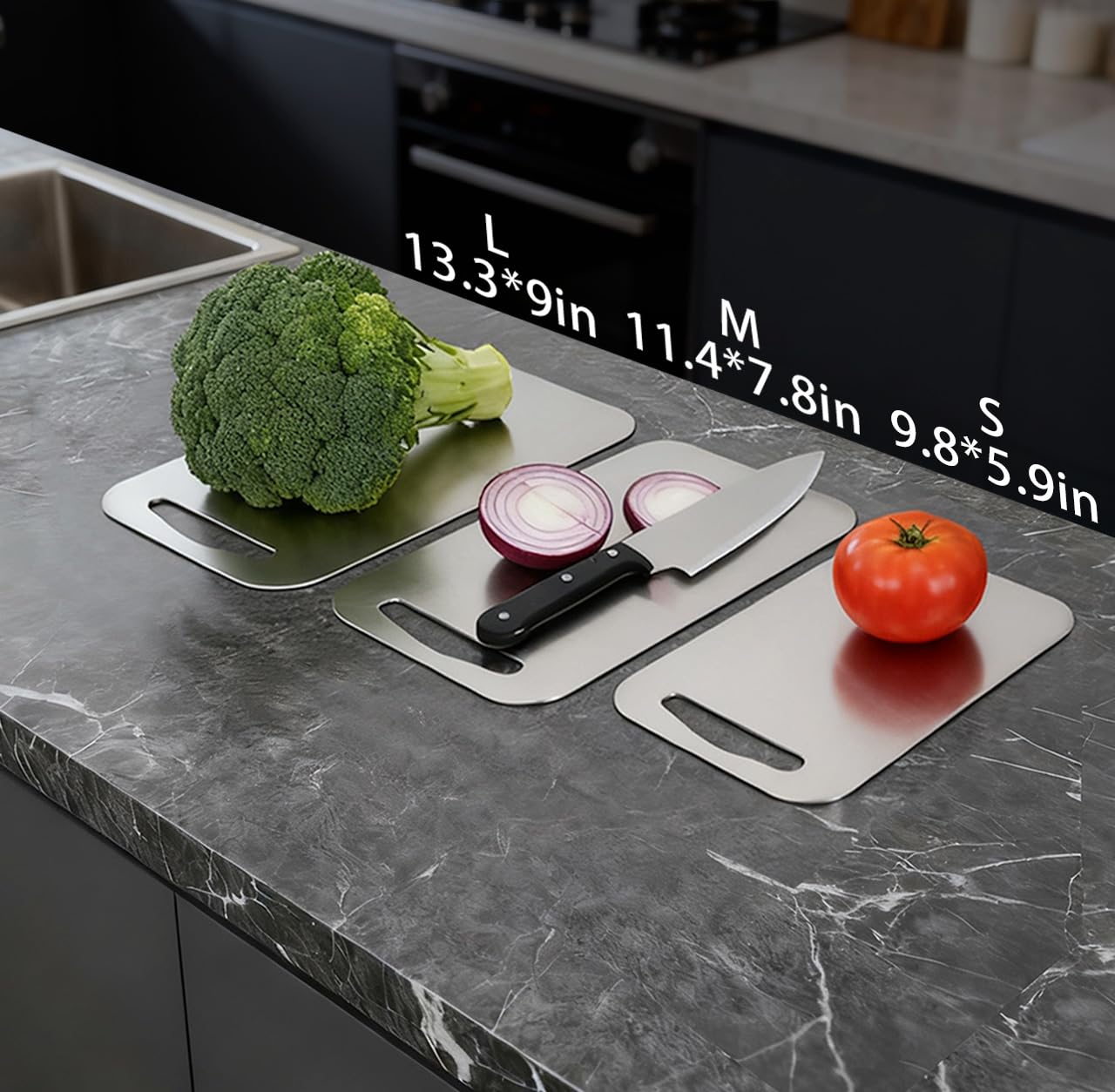 URMONA cutting board set medium, versatile size for vegetables and proteins.