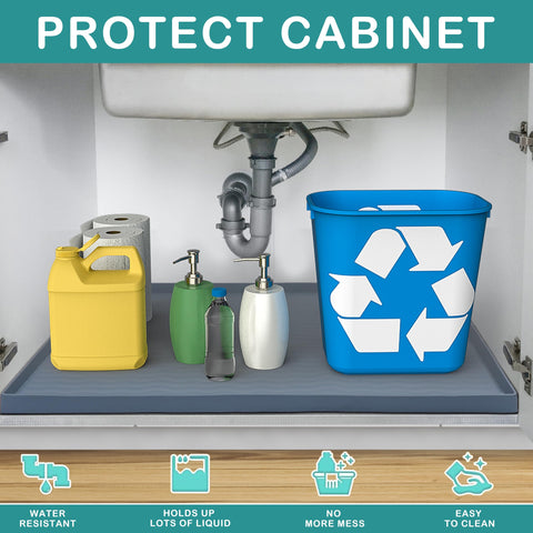 URMONA silicone shelf liner provides waterproof, oil-resistant cabinet protection.