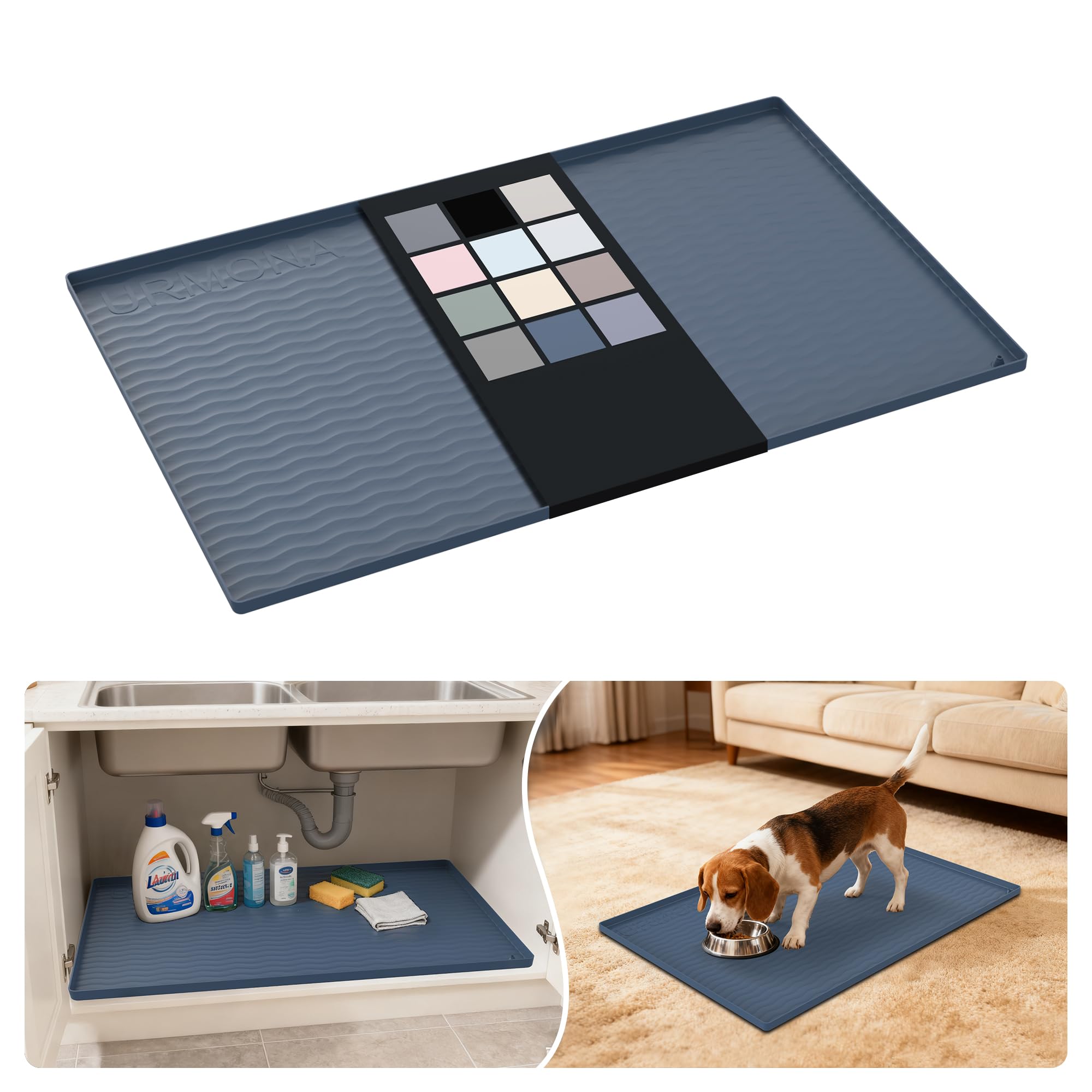 URMONA under-sink mat 34x22 protects cabinets from spills.