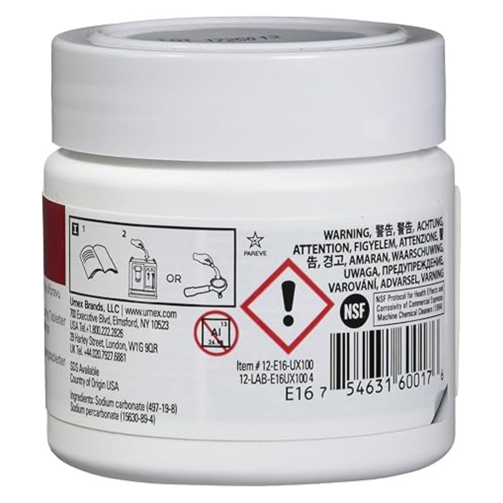 Urnex Cafiza tablets show controlled dosing for consistent espresso machine cleaning.