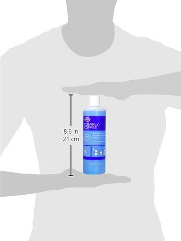 Urnex Clearly Coffee Pot Cleaner blue cap signals thorough rinse for safe use