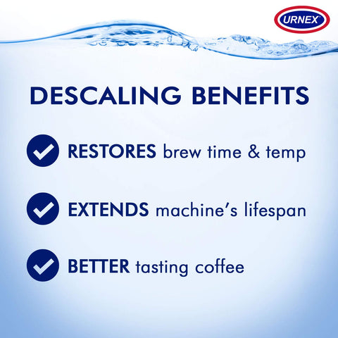 Urnex Dezcal safe for Nespresso machines and other popular brewers.