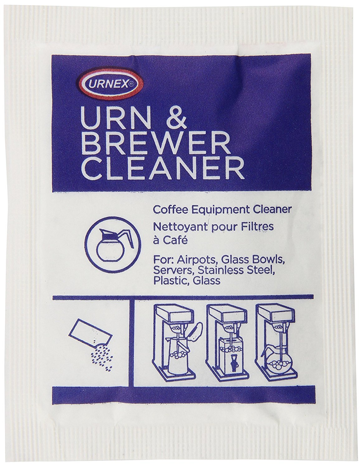 Urnex Original Urn & Brewer Cleaner bottle in brown supports routine machine cleaning.