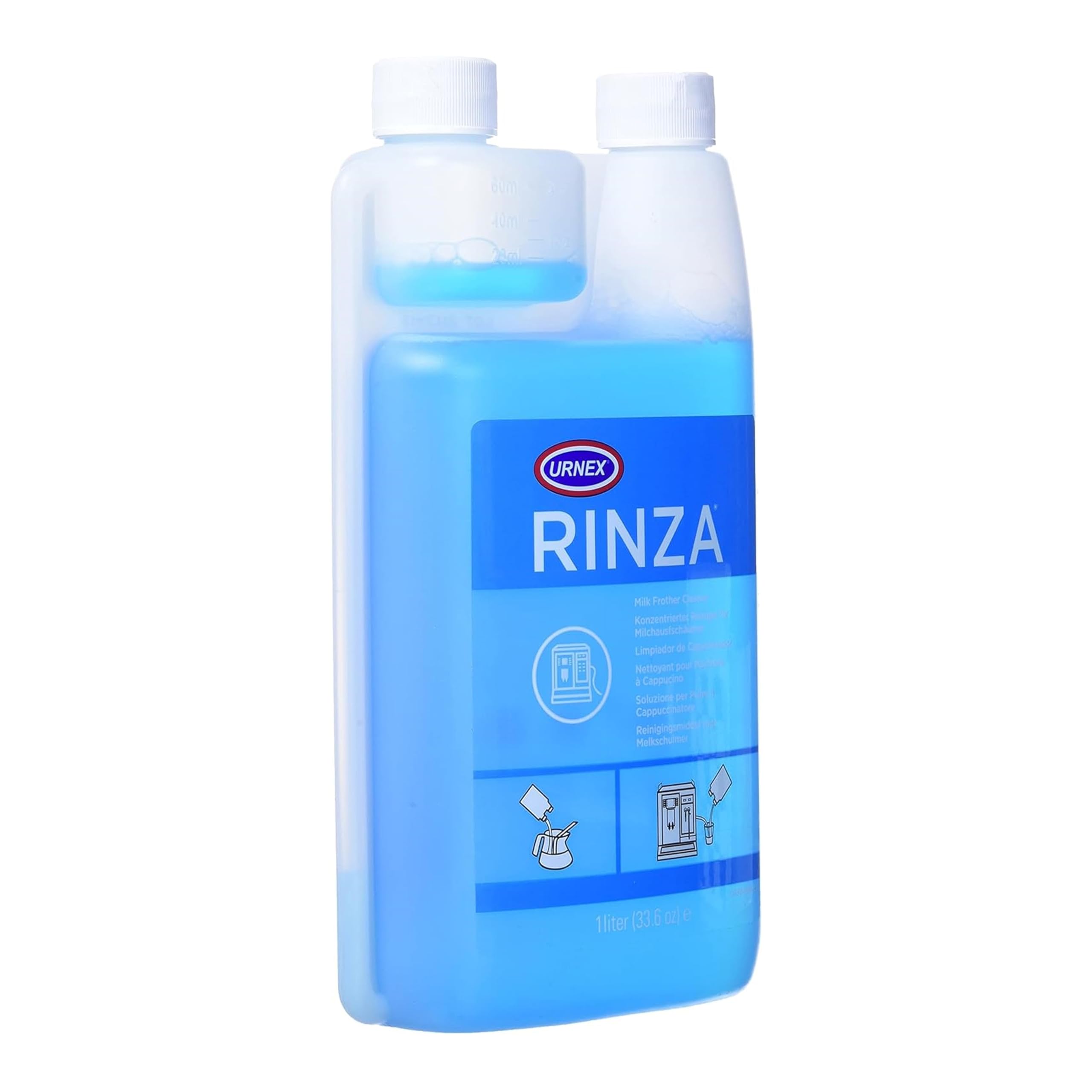 Urnex Rinza built-in measuring device enabling over 30 uses per bottle.