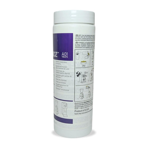 Urnex SuperGrindz bottle side angle highlighting convenient household use.