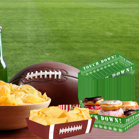 UROINEPA football serving boats holding sandwiches and chips at events.