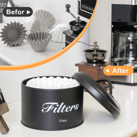 Uross lid with handle offers easy access to coffee filters