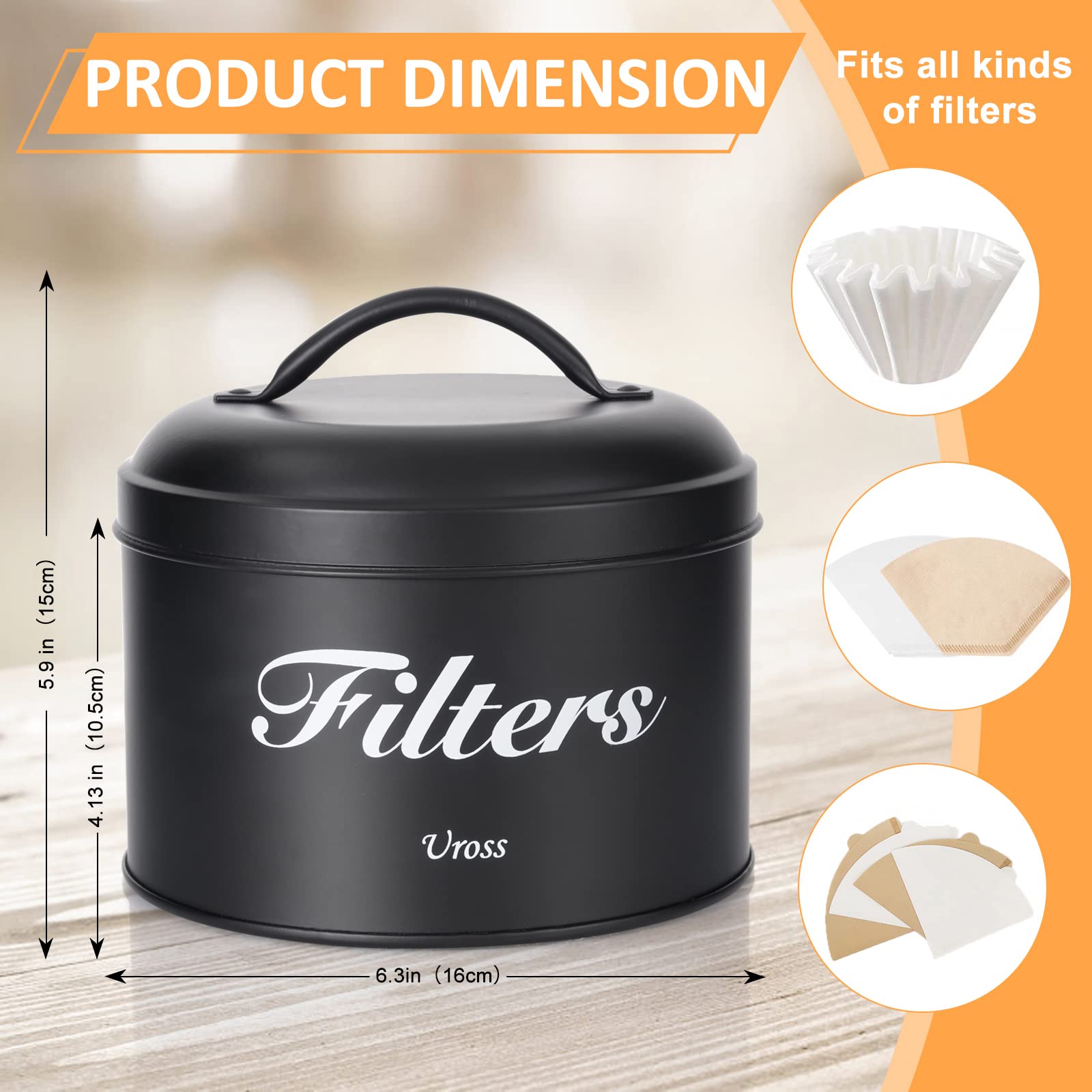 Uross rustic metal filter canister blends farmhouse style with sturdy storage