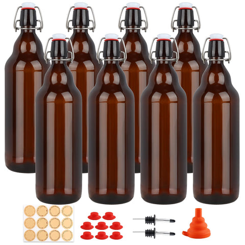 UrSpeedtekLive amber swing-top bottles protect contents from light with airtight closure.