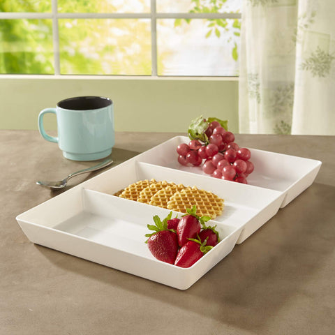 US Acrylic Avant White top-rack dishwasher safe trays for easy cleanup.