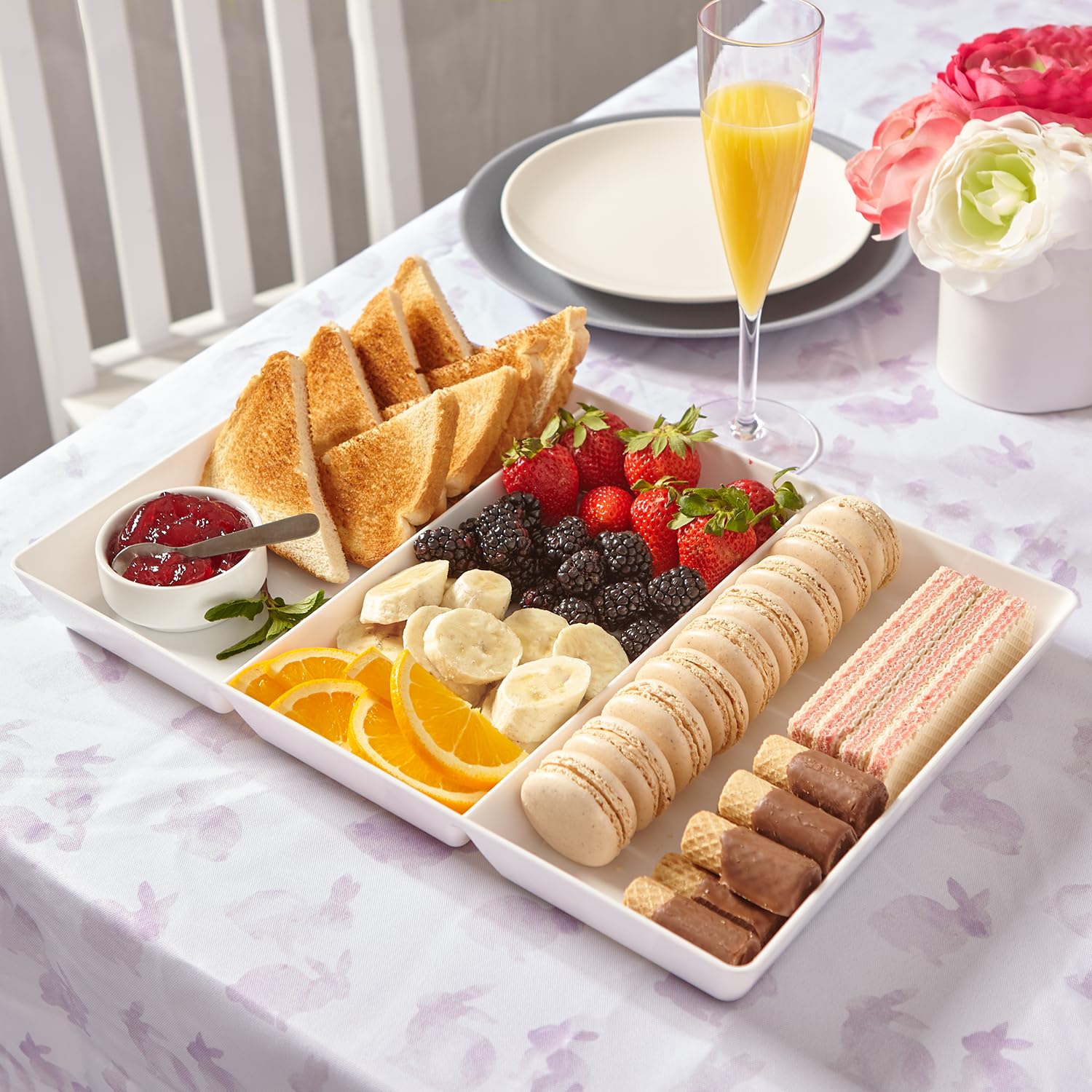 US Acrylic Avant White 3-section tray ideal for outdoor entertaining.