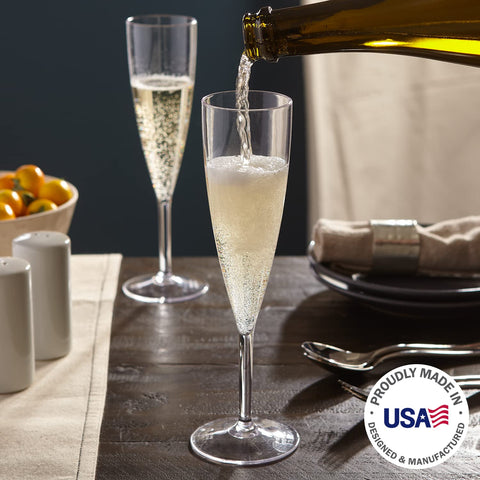 US Acrylic BPA-free plastic champagne flute for safe sipping