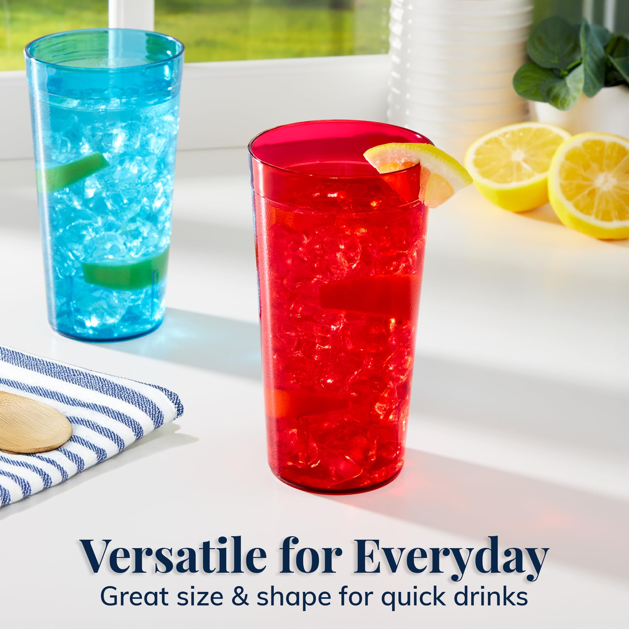 US Acrylic Cafe tumblers stackable and dishwasher safe showcase convenient storage and cleanup after gatherings.
