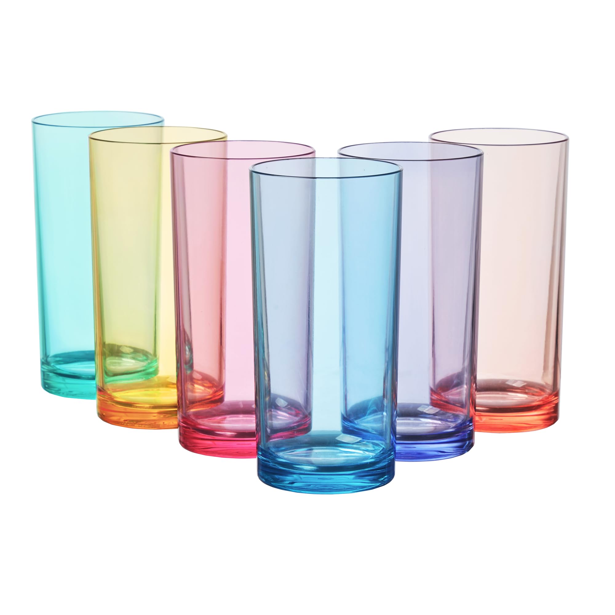 US Acrylic Classic 16oz plastic glasses in assorted colors for casual entertaining at home