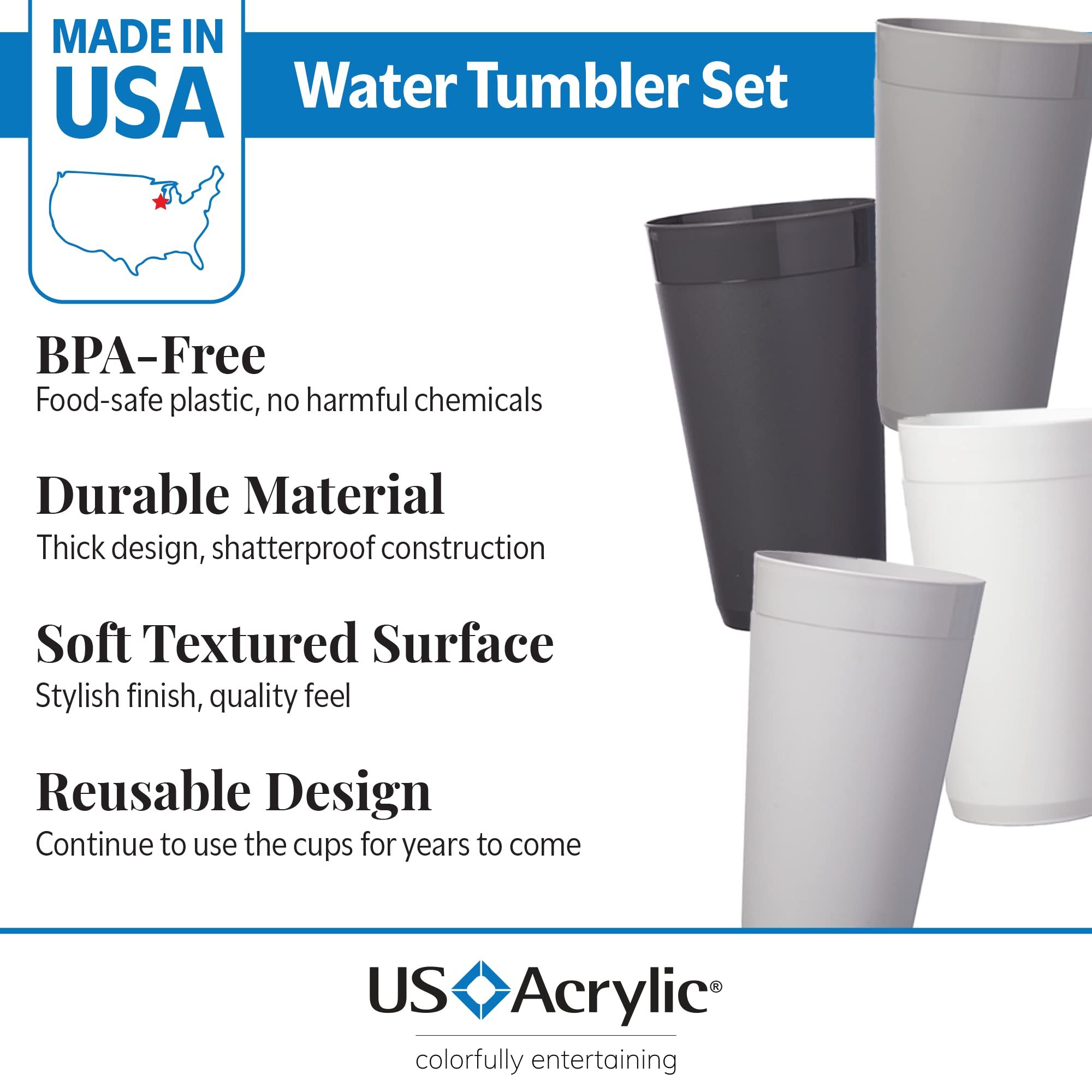 US Acrylic Newport 20oz tumbler side profile emphasizes comfortable grip and sturdy construction