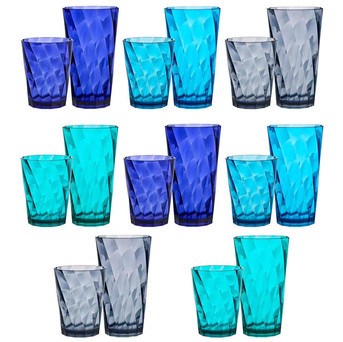US Acrylic Optix 14oz rocks glass coastal blue ideal for entertaining.
